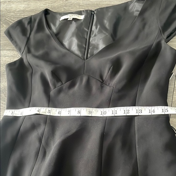 Evan Picone Black Sheath Dress V-Neck Cap Sleeve - Picture 7 of 8